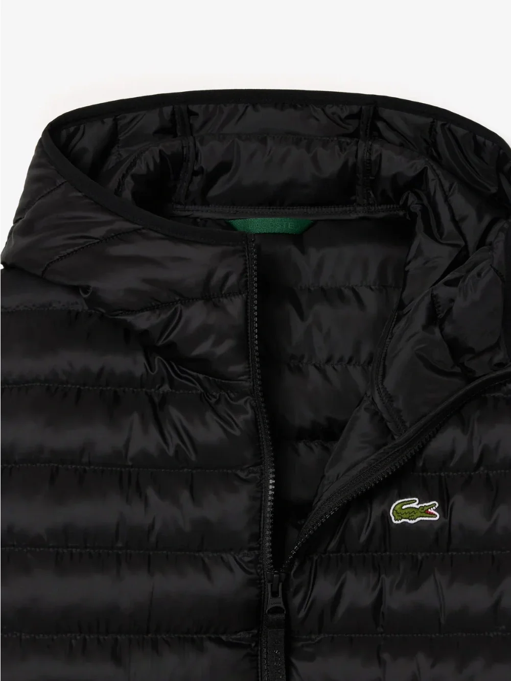 Lacoste Kids Black Packable Puffer Jacket with Hood